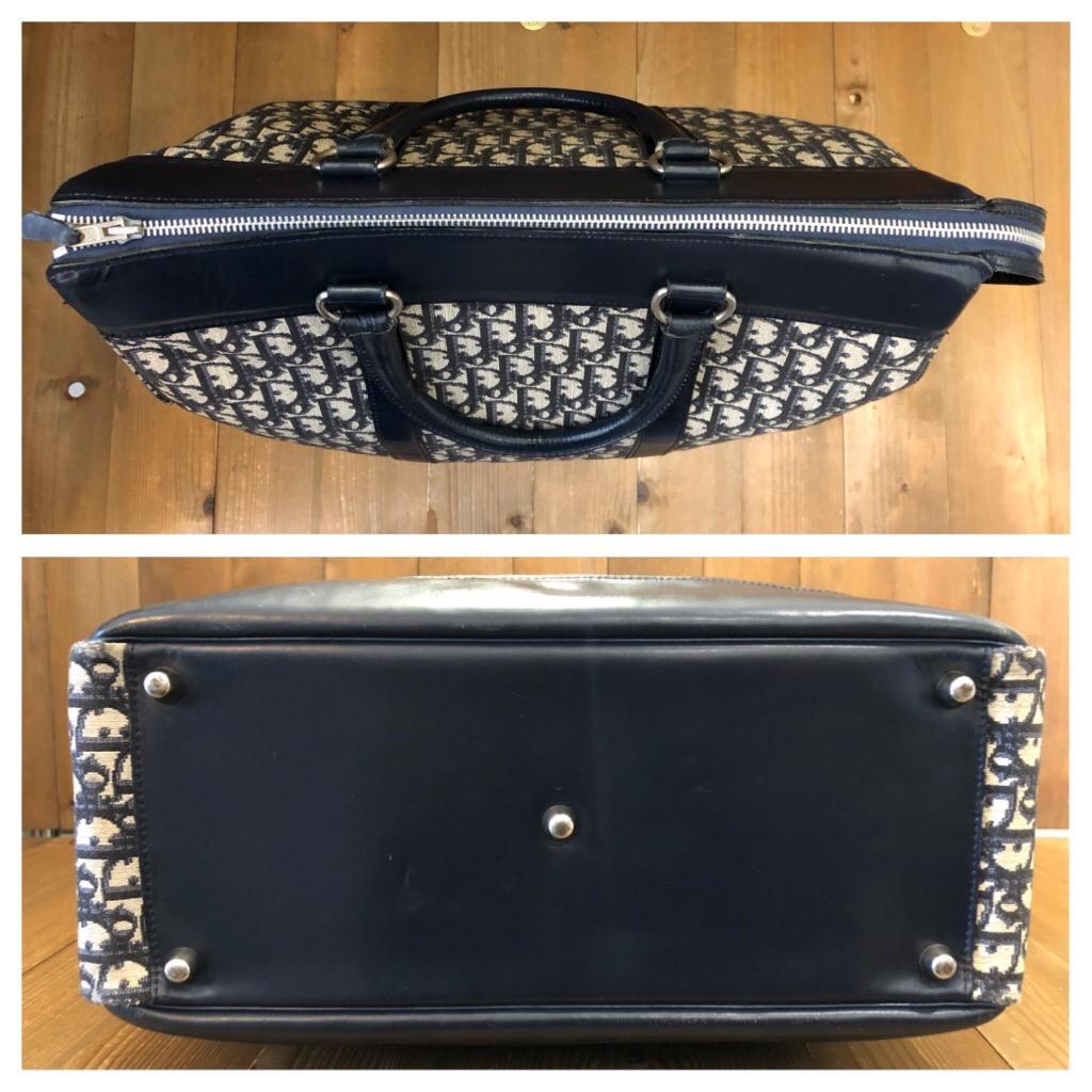 Black 1970s CHRISTIAN DIOR Navy Trotter Jacquard Boston Bag 40