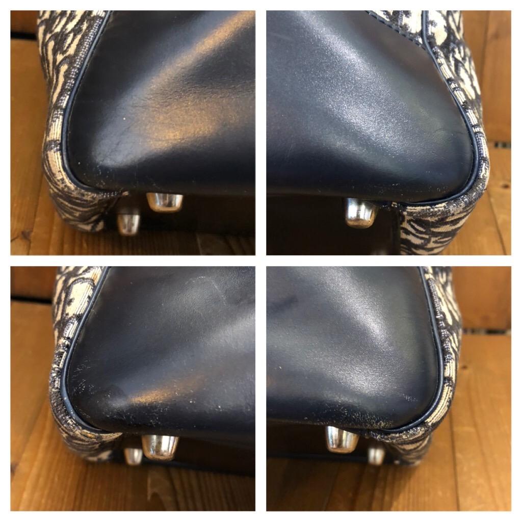 1970s CHRISTIAN DIOR Navy Trotter Jacquard Boston Bag 40 In Good Condition In Bangkok, TH