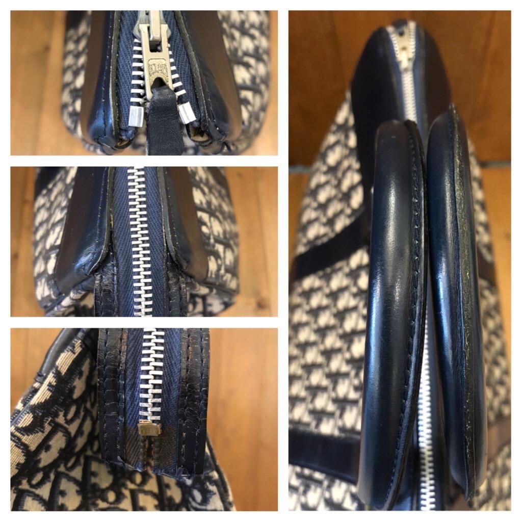 1970s CHRISTIAN DIOR Navy Trotter Jacquard Boston Bag 40 2