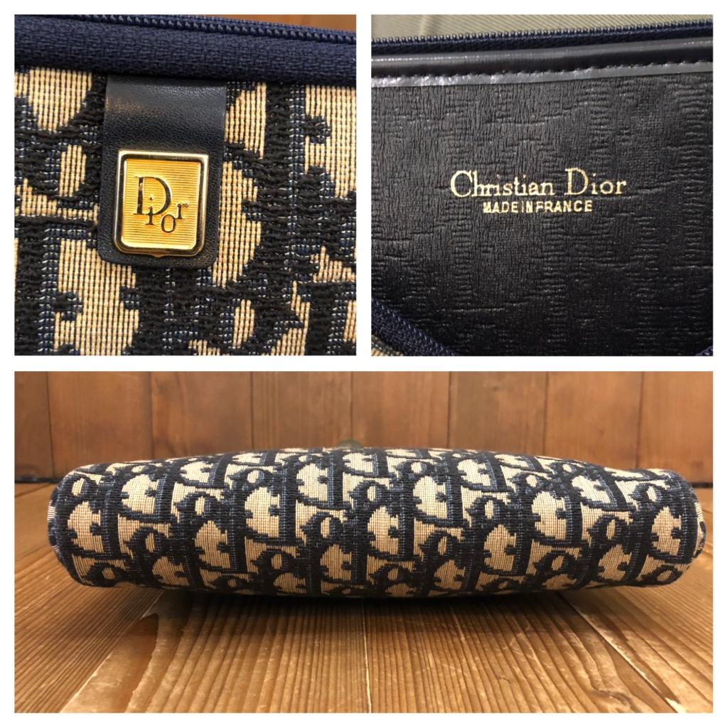 Vintage CHRISTIAN DIOR Navy Trotter Jacquard Medium Clutch Bag (Altered) 1