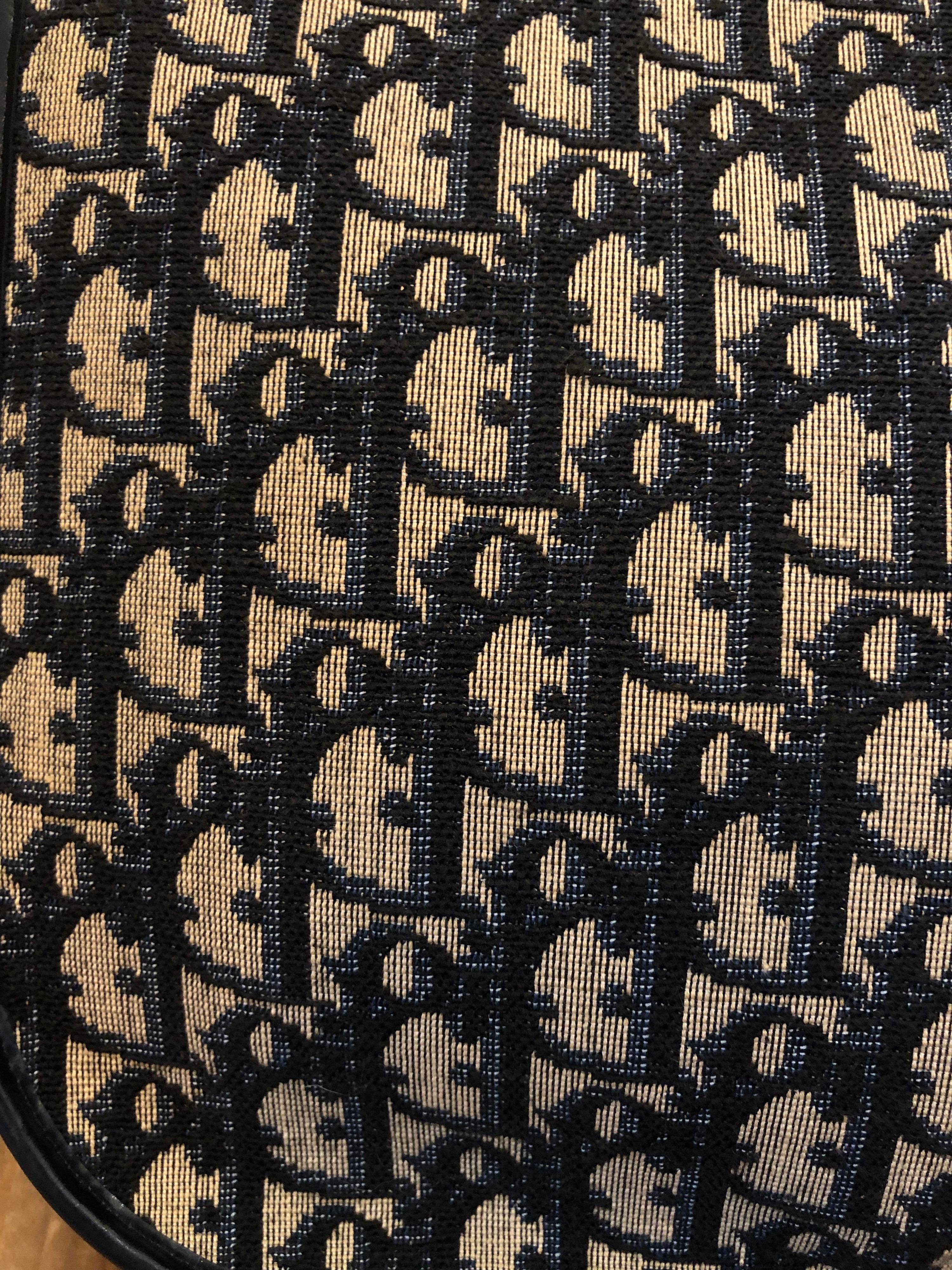 1970s CHRISTIAN DIOR Navy Trotter Jacquard Shoulder Bag 3