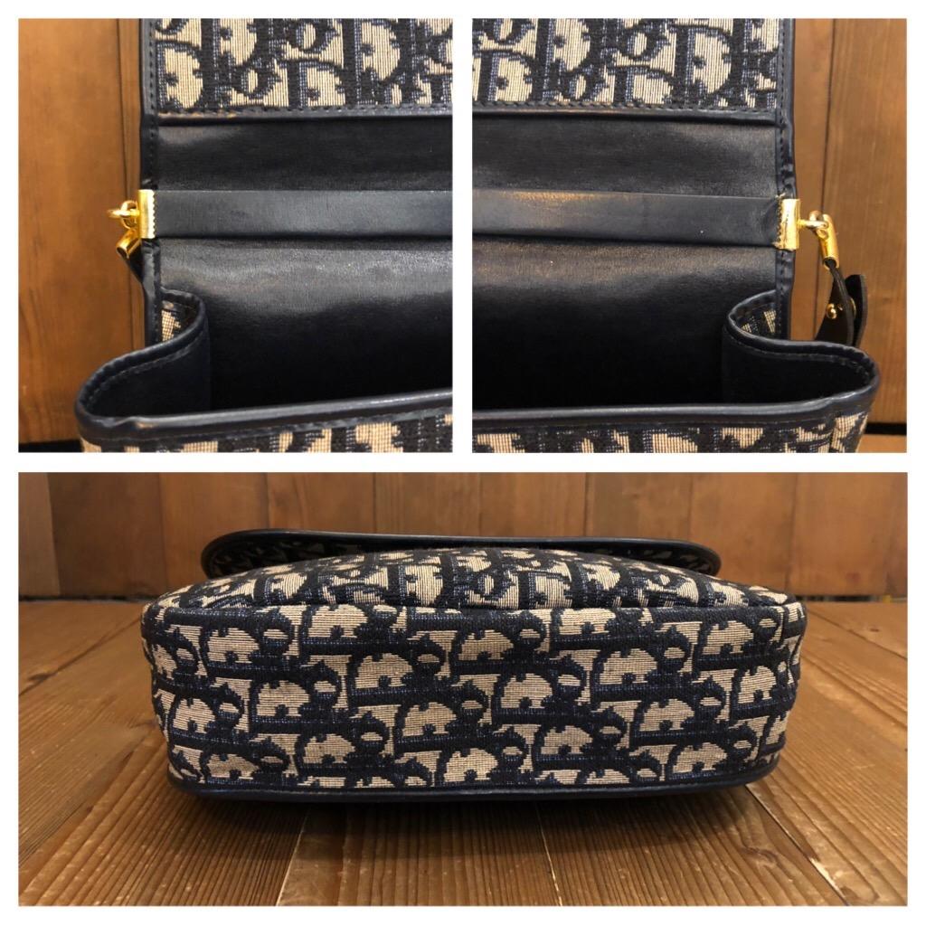 1970s CHRISTIAN DIOR Navy Trotter Jacquard Shoulder Bag In Good Condition In Bangkok, TH