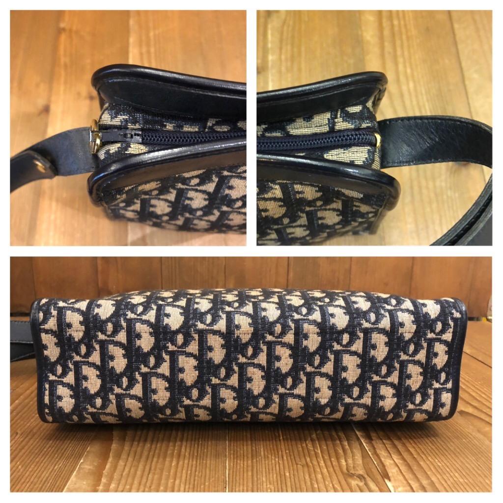 1970s CHRISTIAN DIOR Navy Trotter Jacquard Shoulder Bag Unisex Messenger Mens 2