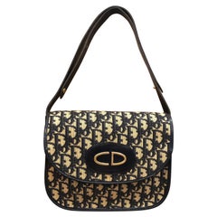 1970s CHRISTIAN DIOR Navy Trotter Jacquard Shoulder Bag