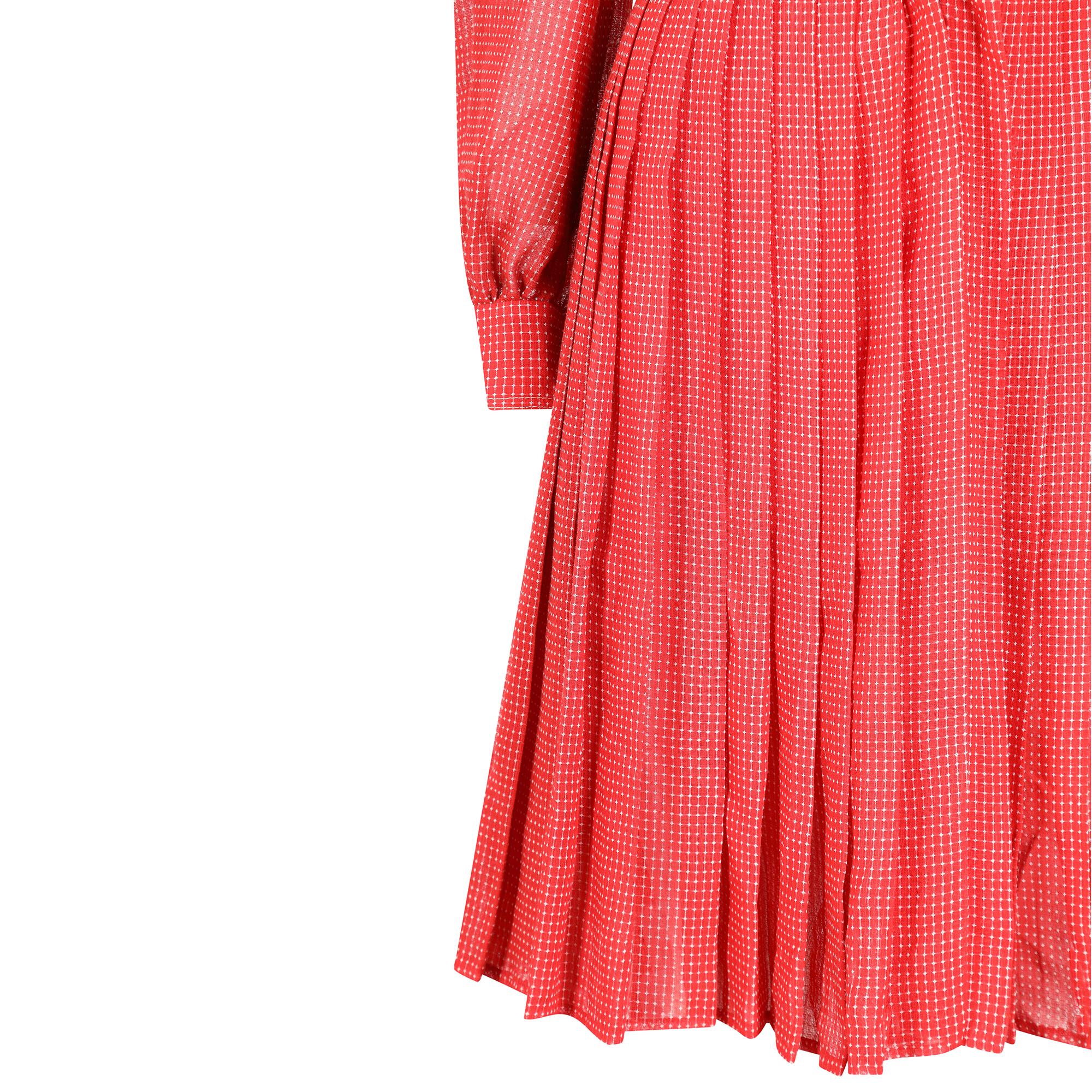 1970er Christian Dior Rot kariertes Kleid Damen im Angebot