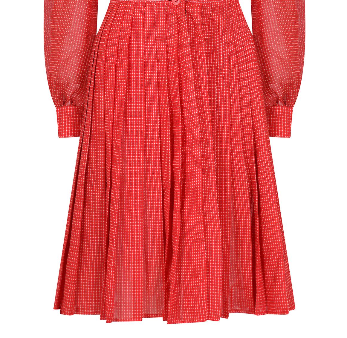 1970er Christian Dior Rot kariertes Kleid im Angebot 2