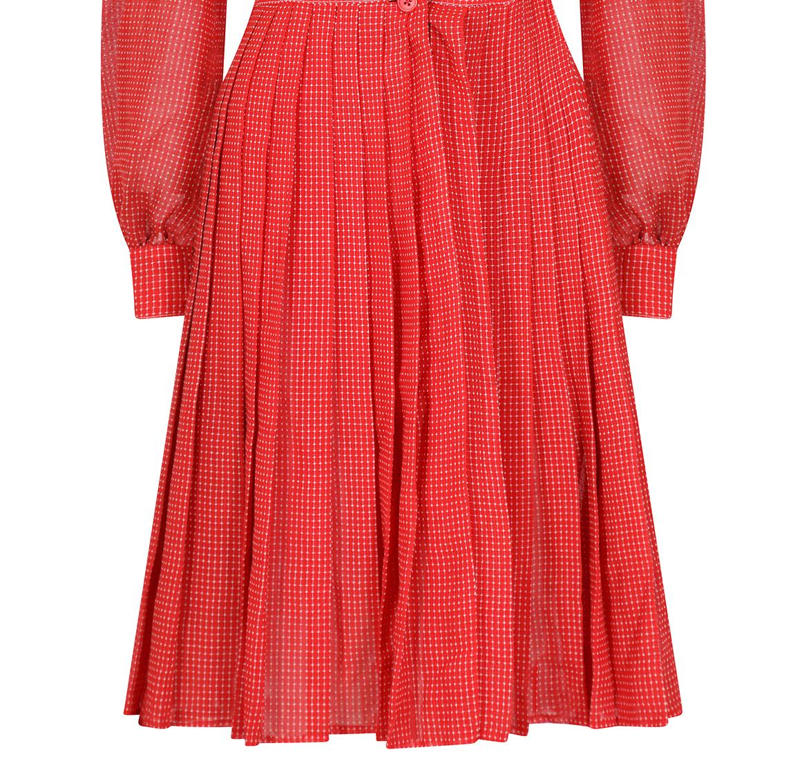 1970s Christian Dior Red Checked Dress For Sale 2