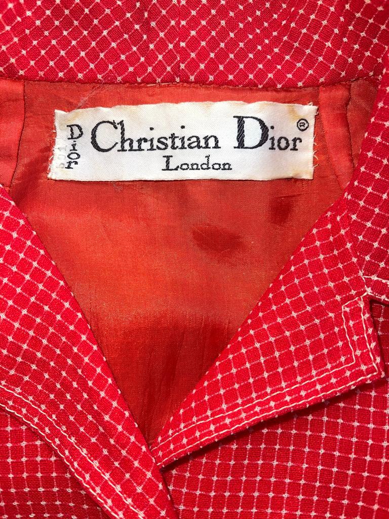 1970s Christian Dior Red Checked Dress For Sale 3