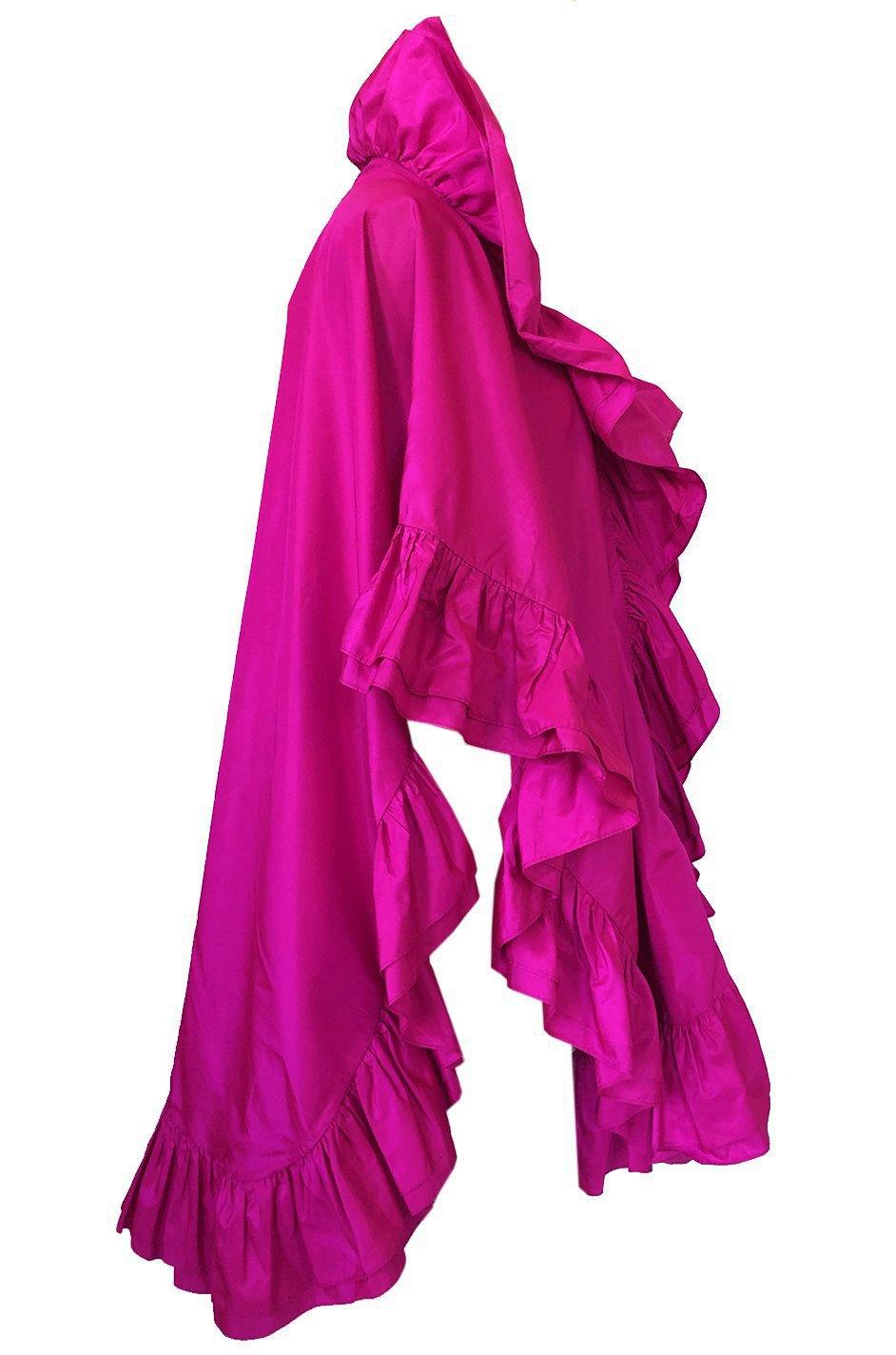 1970s Christian Dior Silk Pink Fuschia Ruffled Evening Cape or Shawl In Good Condition In Rockwood, ON