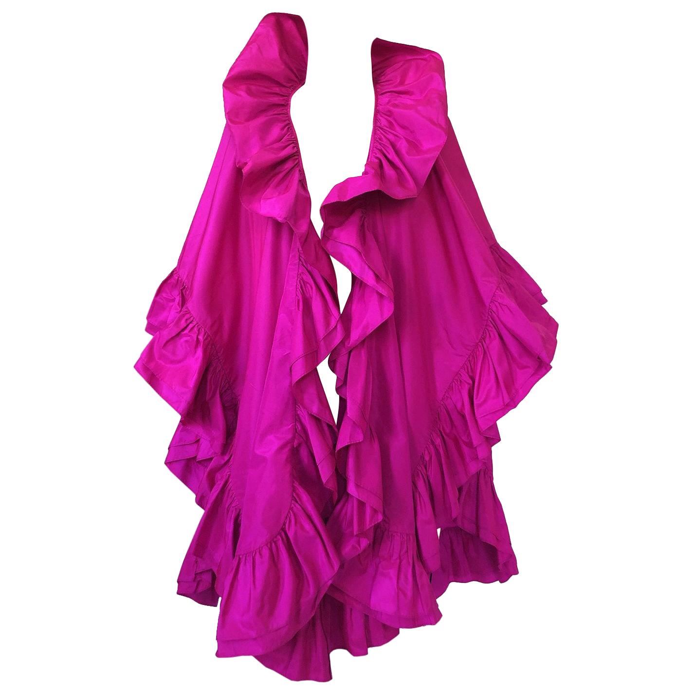 1970s Christian Dior Silk Pink Fuschia Ruffled Evening Cape or Shawl at ...