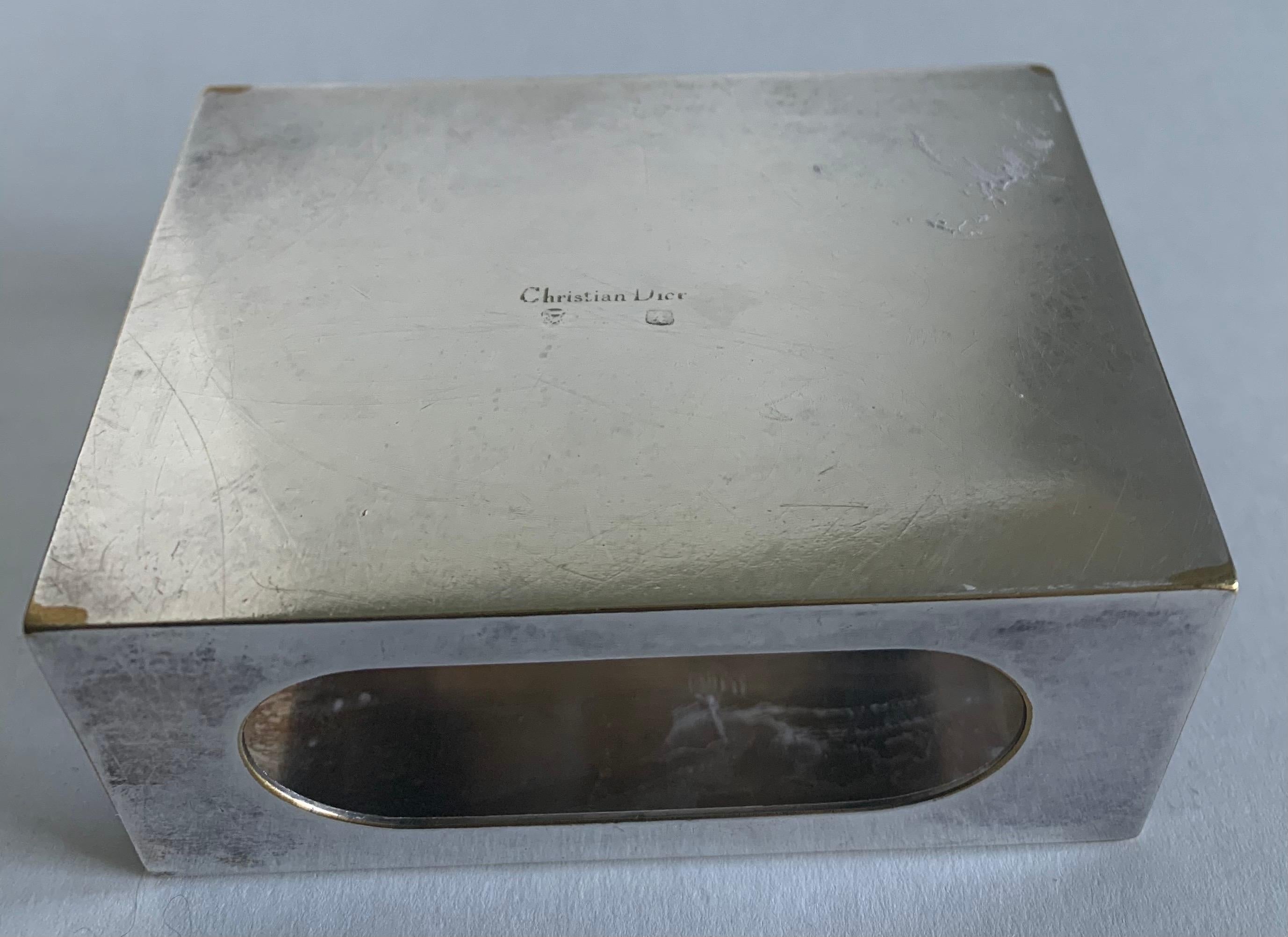 Hollywood Regency 1970s Christian Dior Silver Plate Cigarette Box Holder