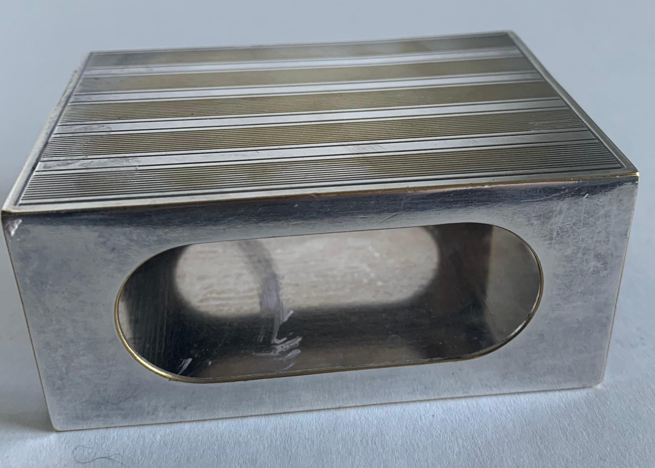 1970s Christian Dior Silver Plate Cigarette Box Holder In Good Condition In Stamford, CT