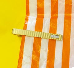 1970s Christian Dior Textured Finish Gold Tone Tie Clip