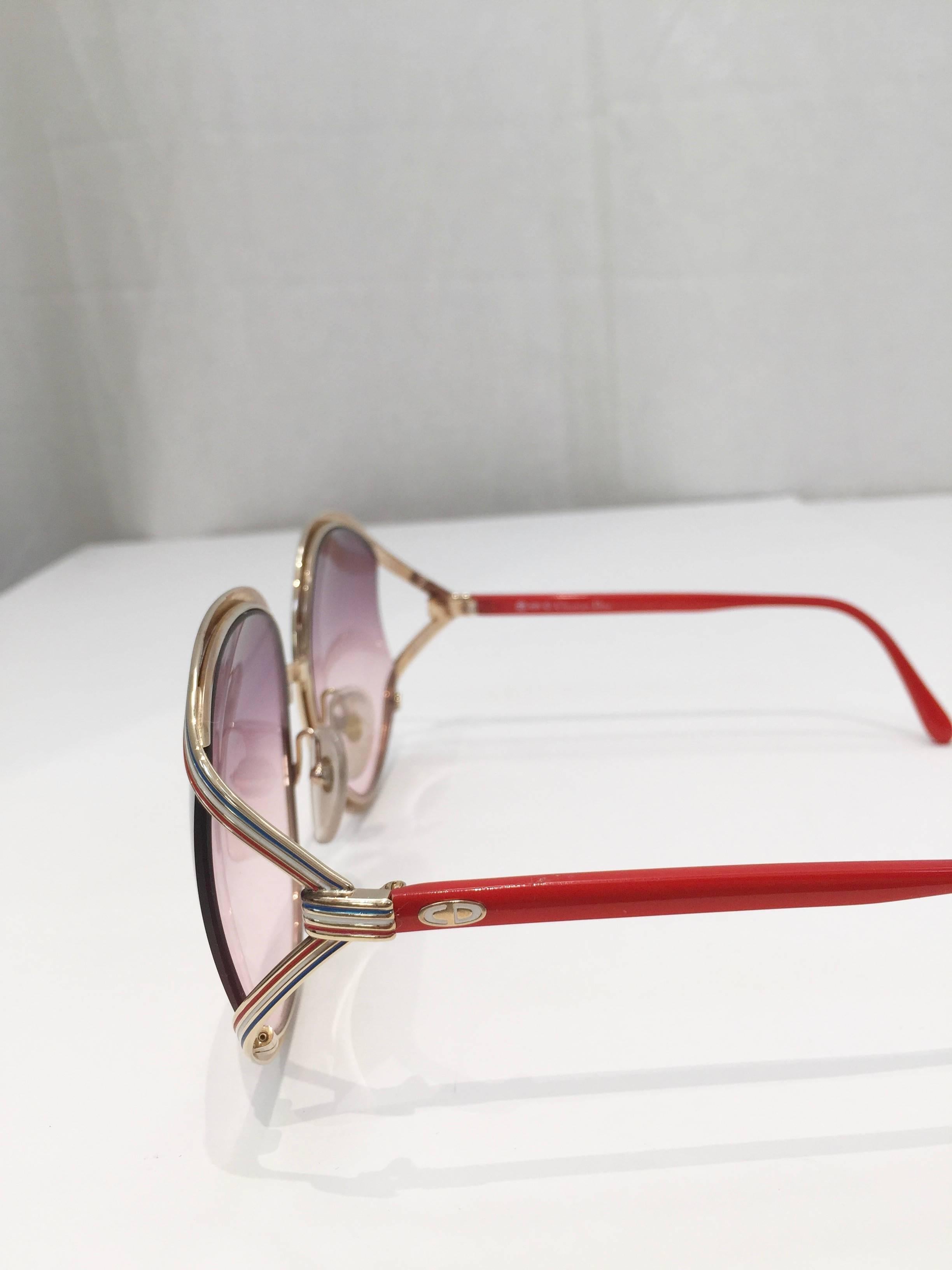 Women's 1970s Christian Dior tri color frame sunglasses For Sale