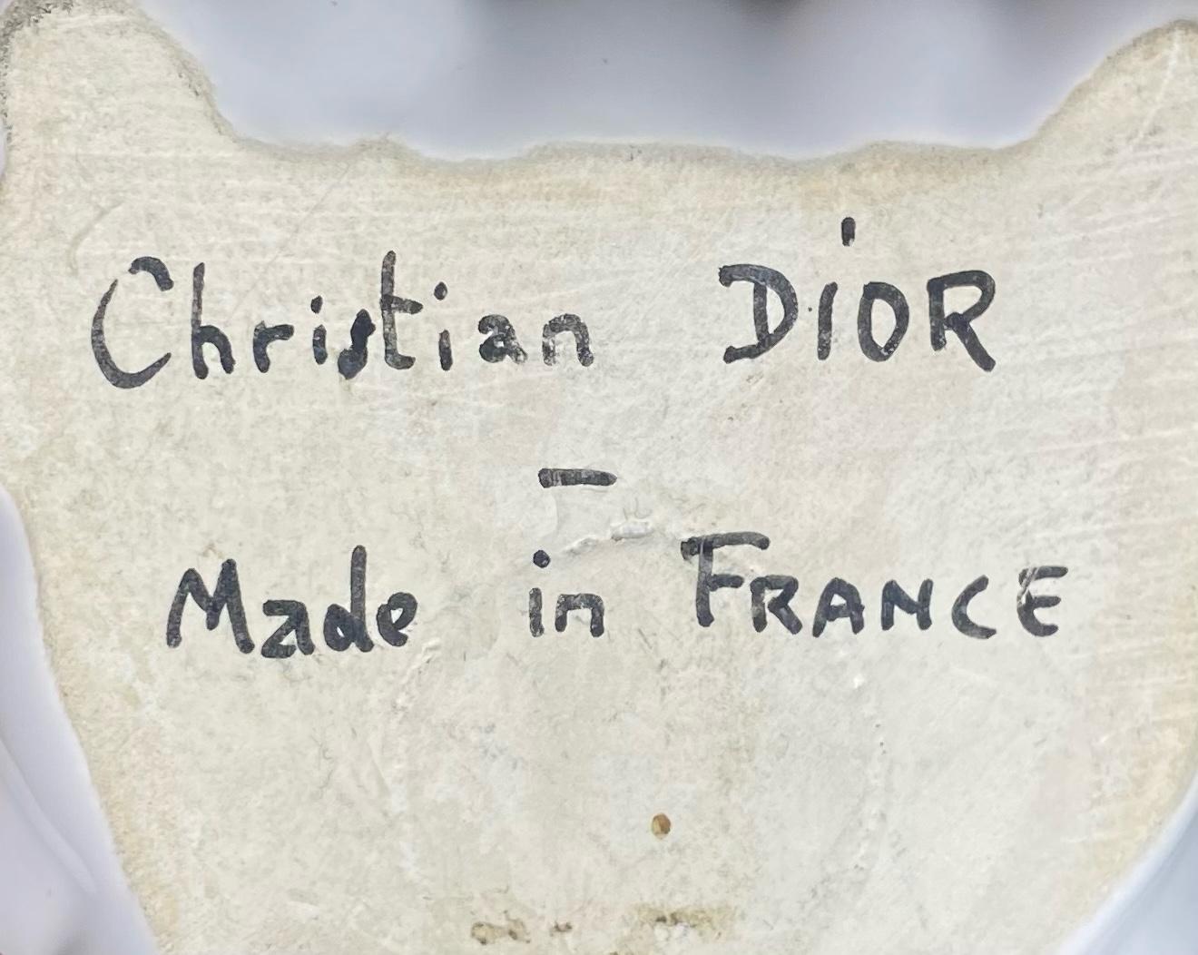 Gray 1970s Christian Dior White Ceramic Frog Shaped Vintage Flower Frog