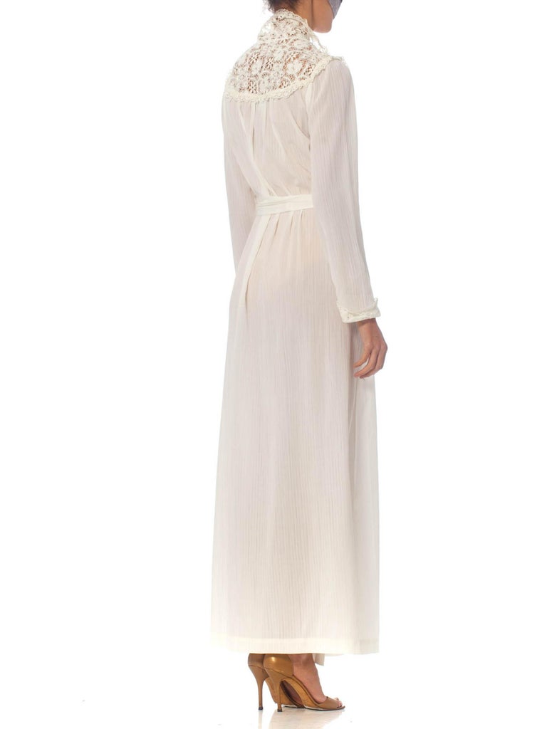 1970S CHRISTIAN DIOR White Cotton and Lace Wrap Dress / Robe at 1stDibs ...