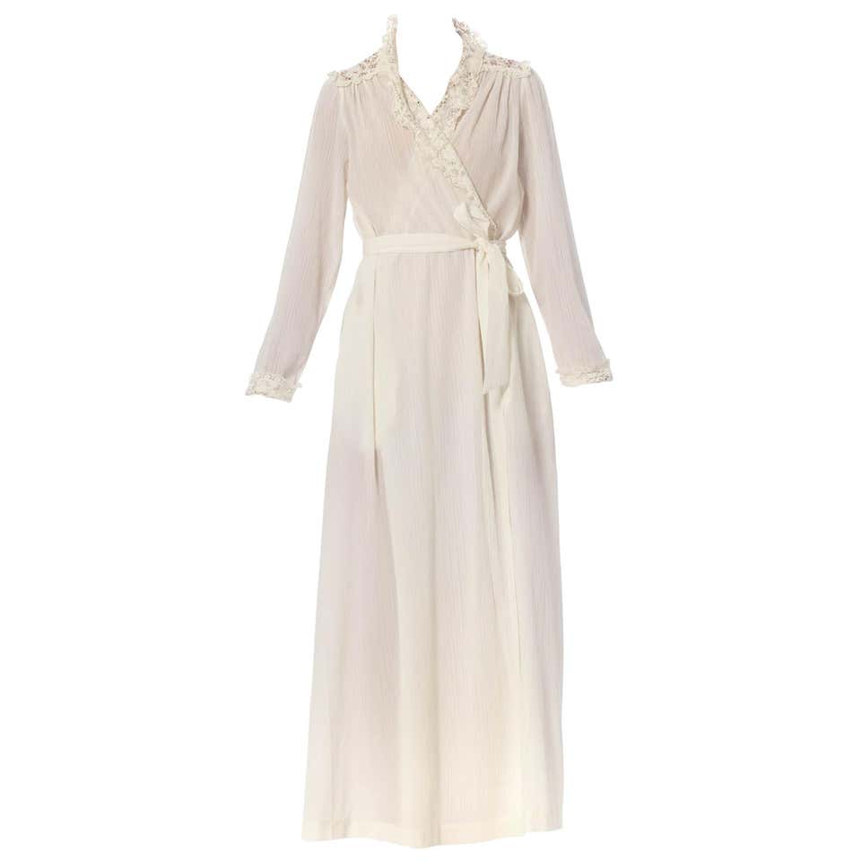 Retro White Robe 1970S CHRISTIAN DIOR White Cotton and Lace Wrap Dress / Robe at 1stDibs ...