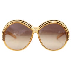 1970s Christian Dior Yellow and Brown Oval Sunglasses