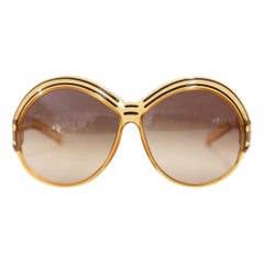1970s Christian Dior Yellow and Brown Oval Sunglasses