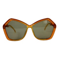 1970s Christian Dior Yellow Optyl Simon Murray Oversize Squared Sunglasses