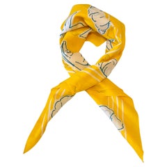 1970s Vintage Christian Dior Yellow Seashell Cotton Scarf