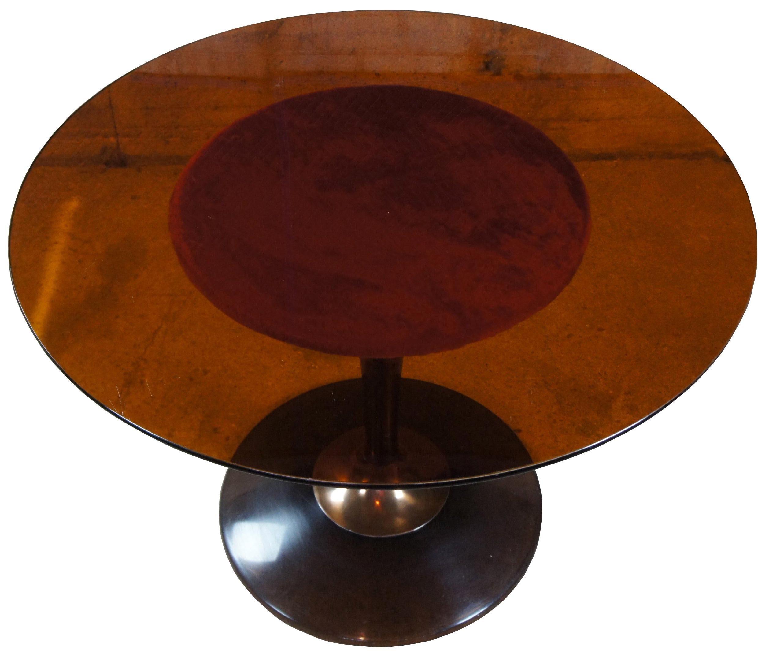 1970s Chromcraft Atomic Mid-Century Modern Smoked Lucite Dining Table Saarinen