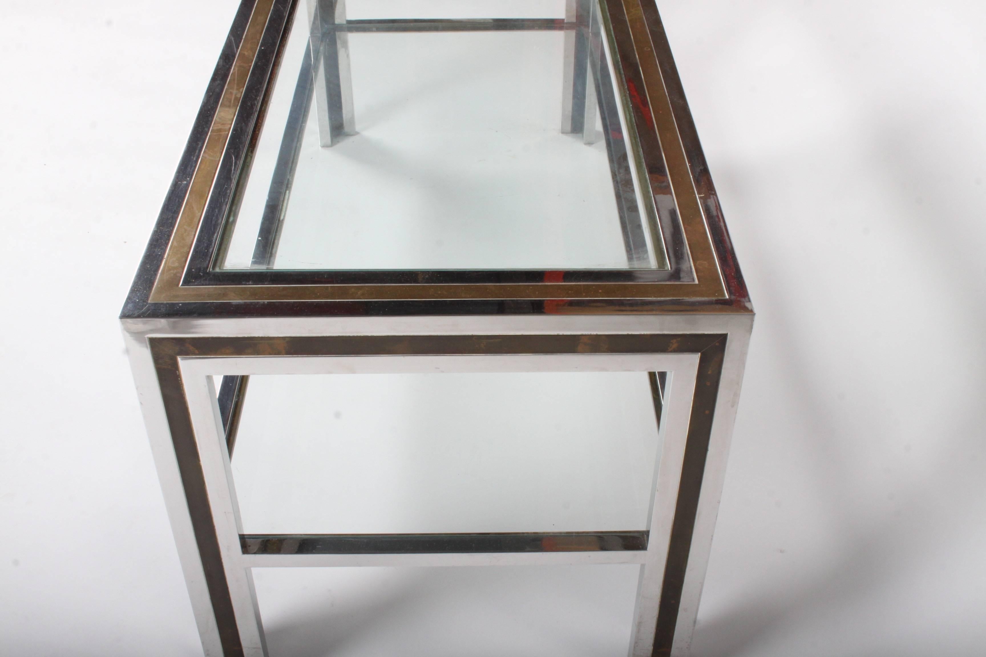 Romeo Rega Hollywood Regency Style 1970s Chrome and Brass Coffee Table In Good Condition For Sale In St. Louis, MO