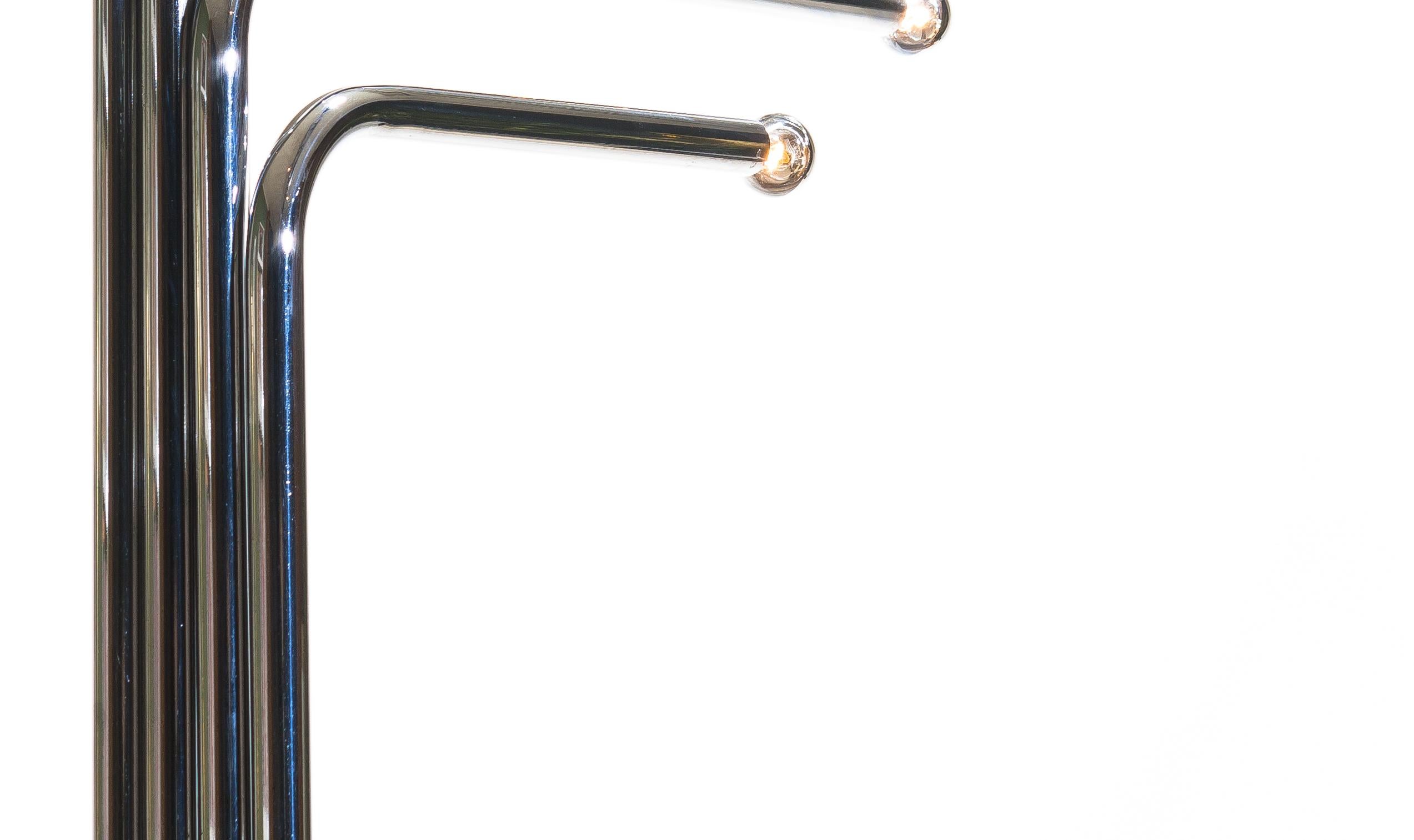 1970s Chrome and Black Tube Floor Lamp by Goffredo Reggiani for Reggiani, Italy 2