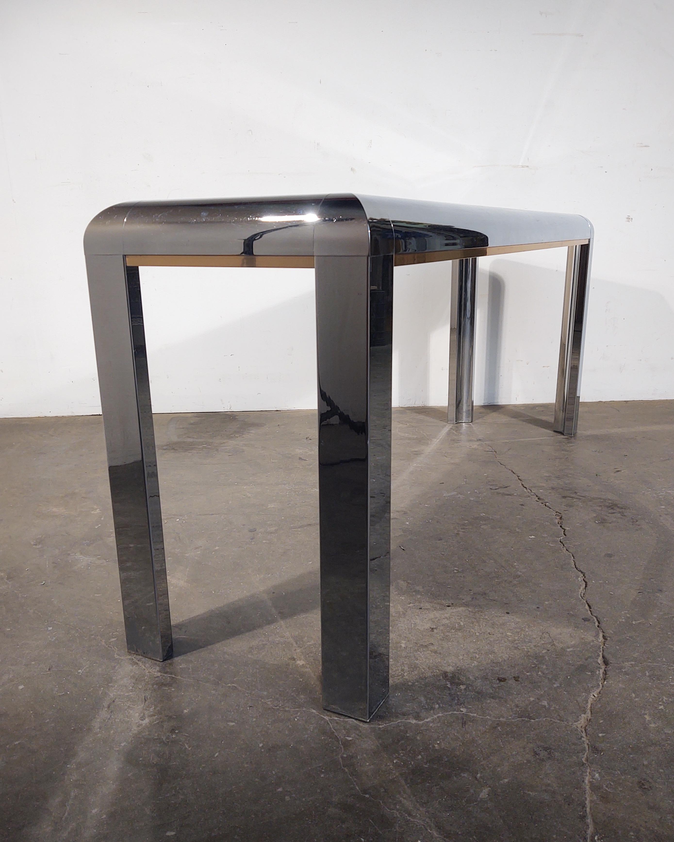 1970s Chrome Console Table with Smoky Mirror Top by Milo Baughman 1