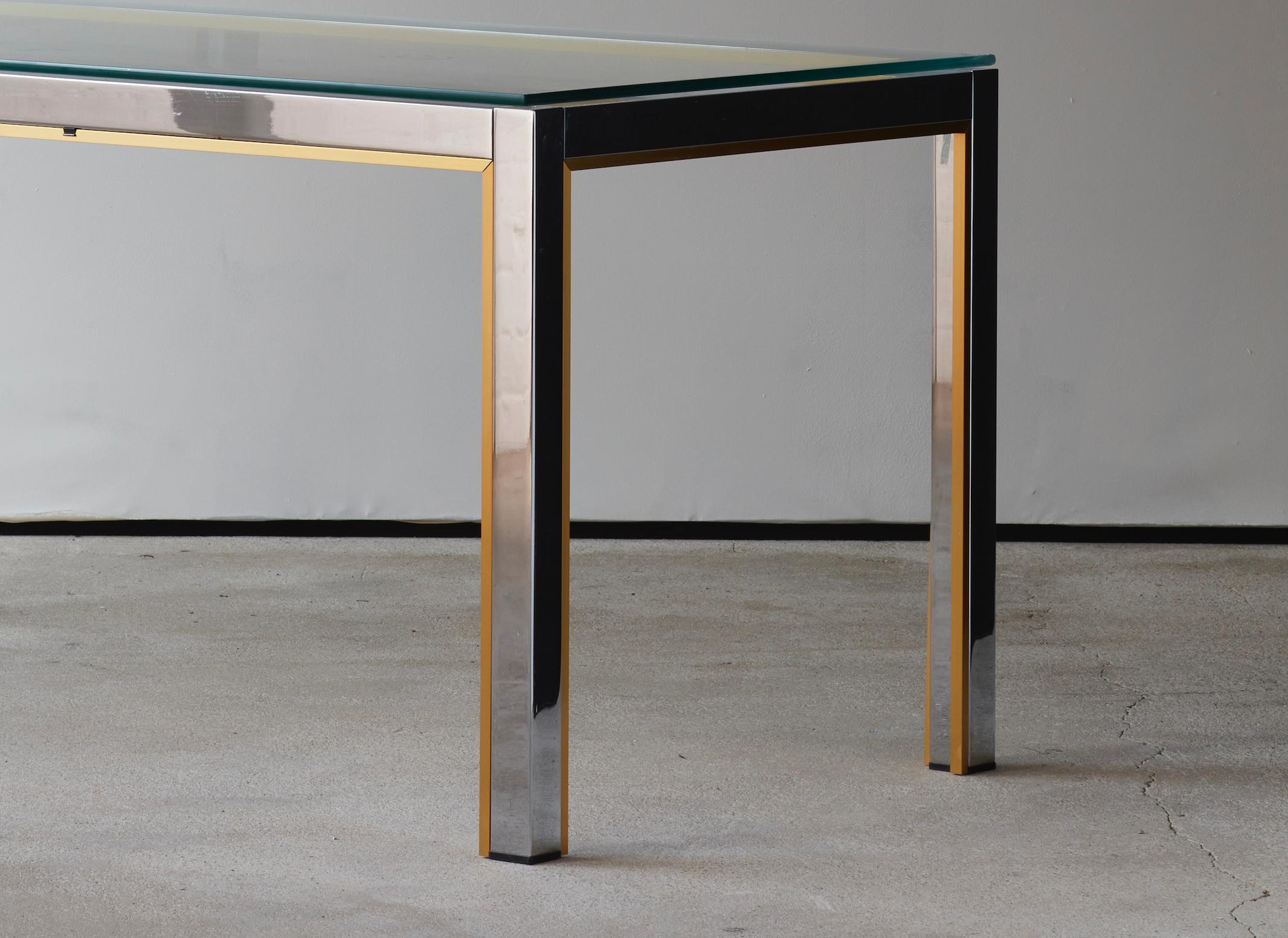 1970s Chrome and Brass Dining Table Romeo Rega In Good Condition For Sale In London, GB