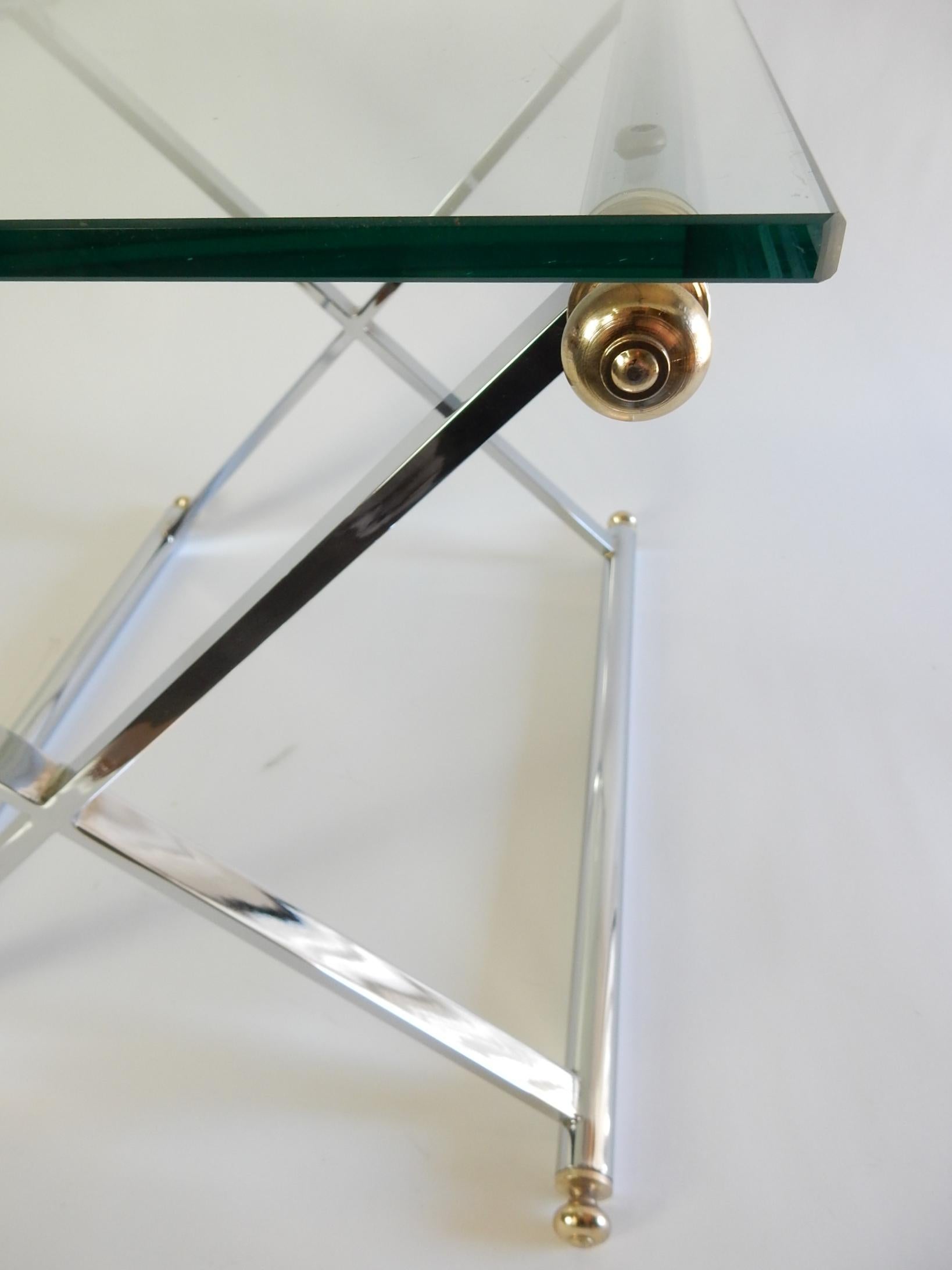 1970's Chrome and Brass X Side End Tables 1