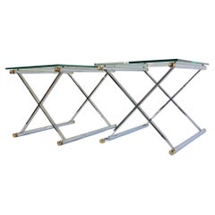 Vintage 1970's Chrome and Brass X Side End Tables