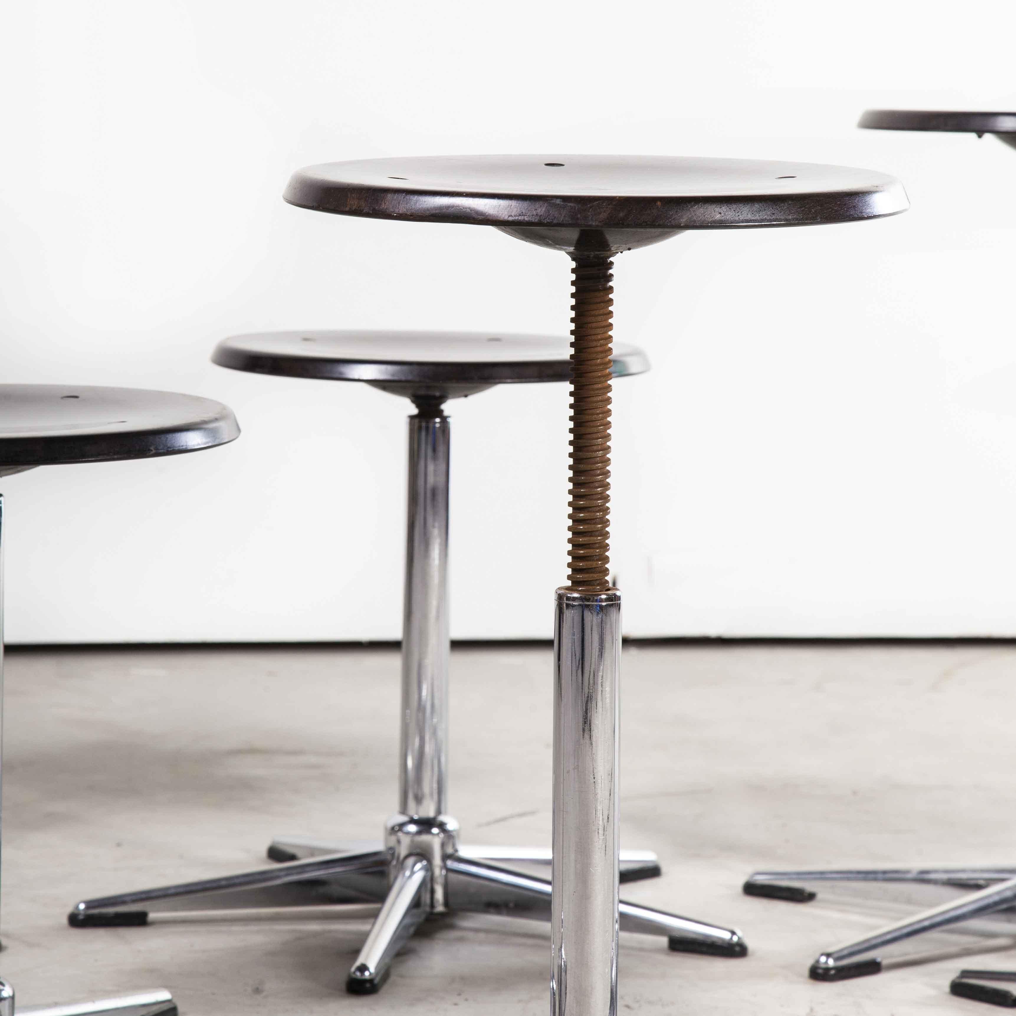 1970’s Chrome and Dark Walnut Stools by Pagholz, Set of Eight 1