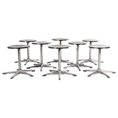 1970’s Chrome and Dark Walnut Stools by Pagholz, Set of Eight