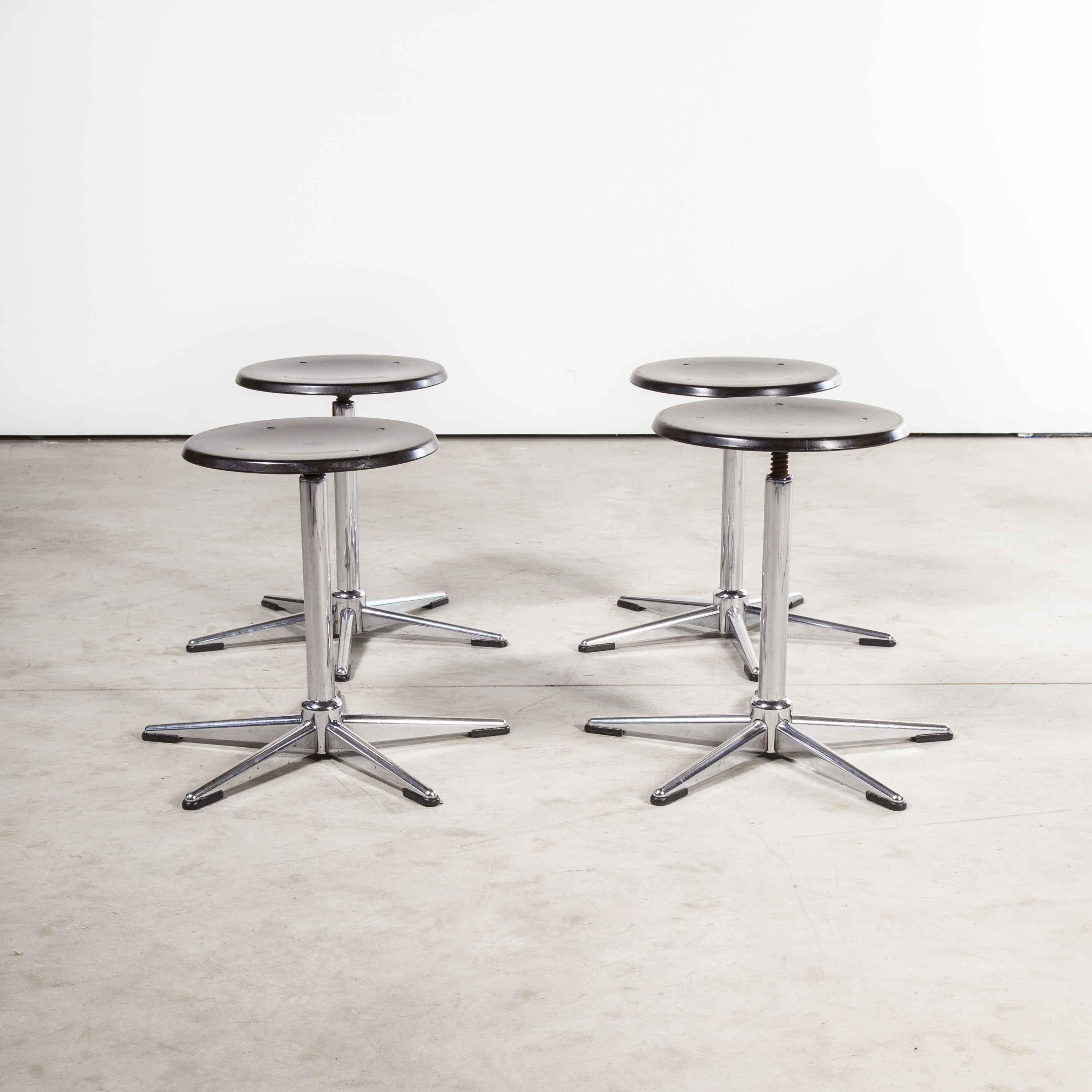 1970’s Chrome and Dark Walnut Stools by Pagholz, Set of Four In Good Condition In Hook, Hampshire