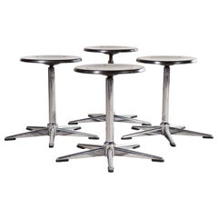 1970’s Chrome and Dark Walnut Stools by Pagholz, Set of Four