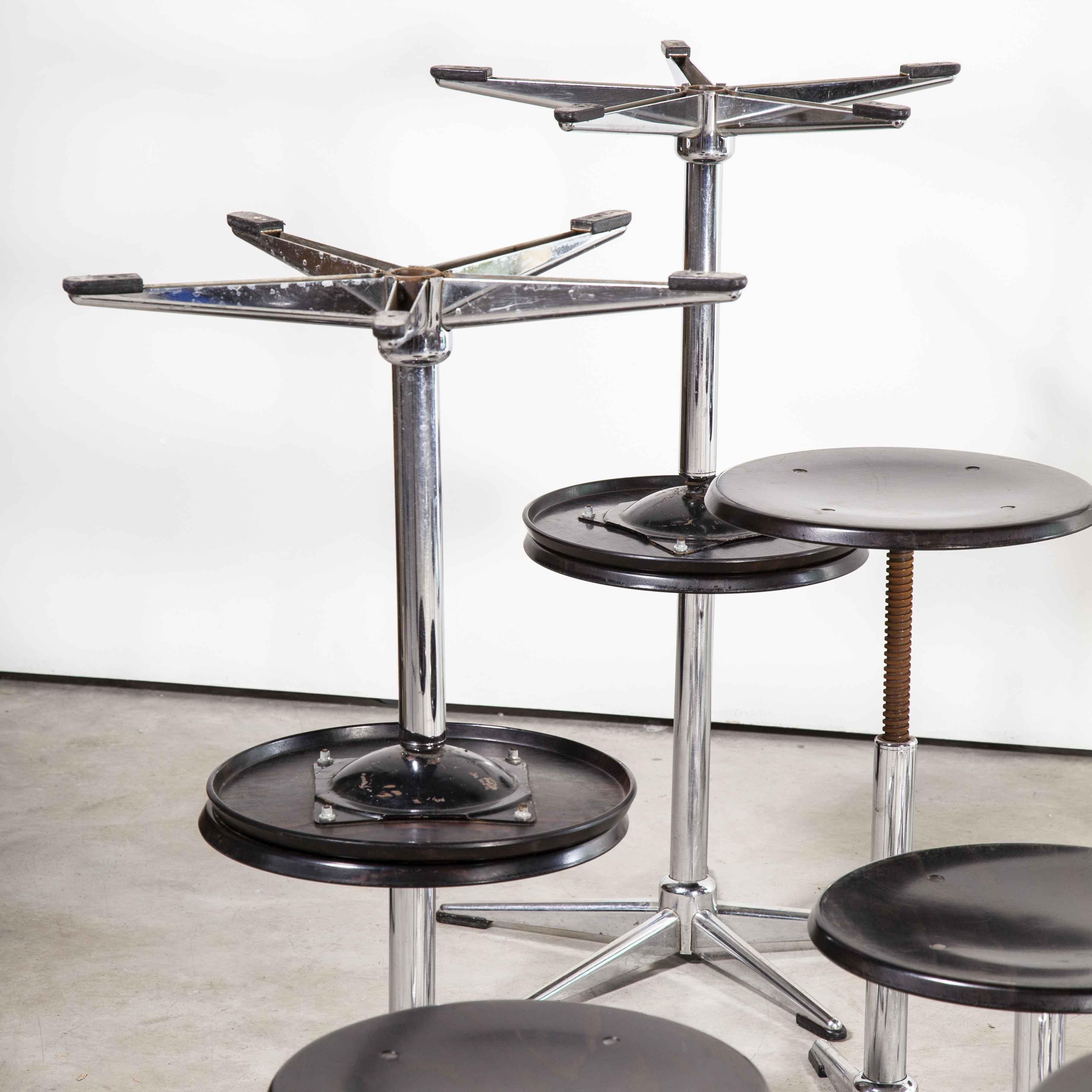 Late 20th Century 1970’s Chrome and Dark Walnut Stools by Pagholz, Various Quantities Available