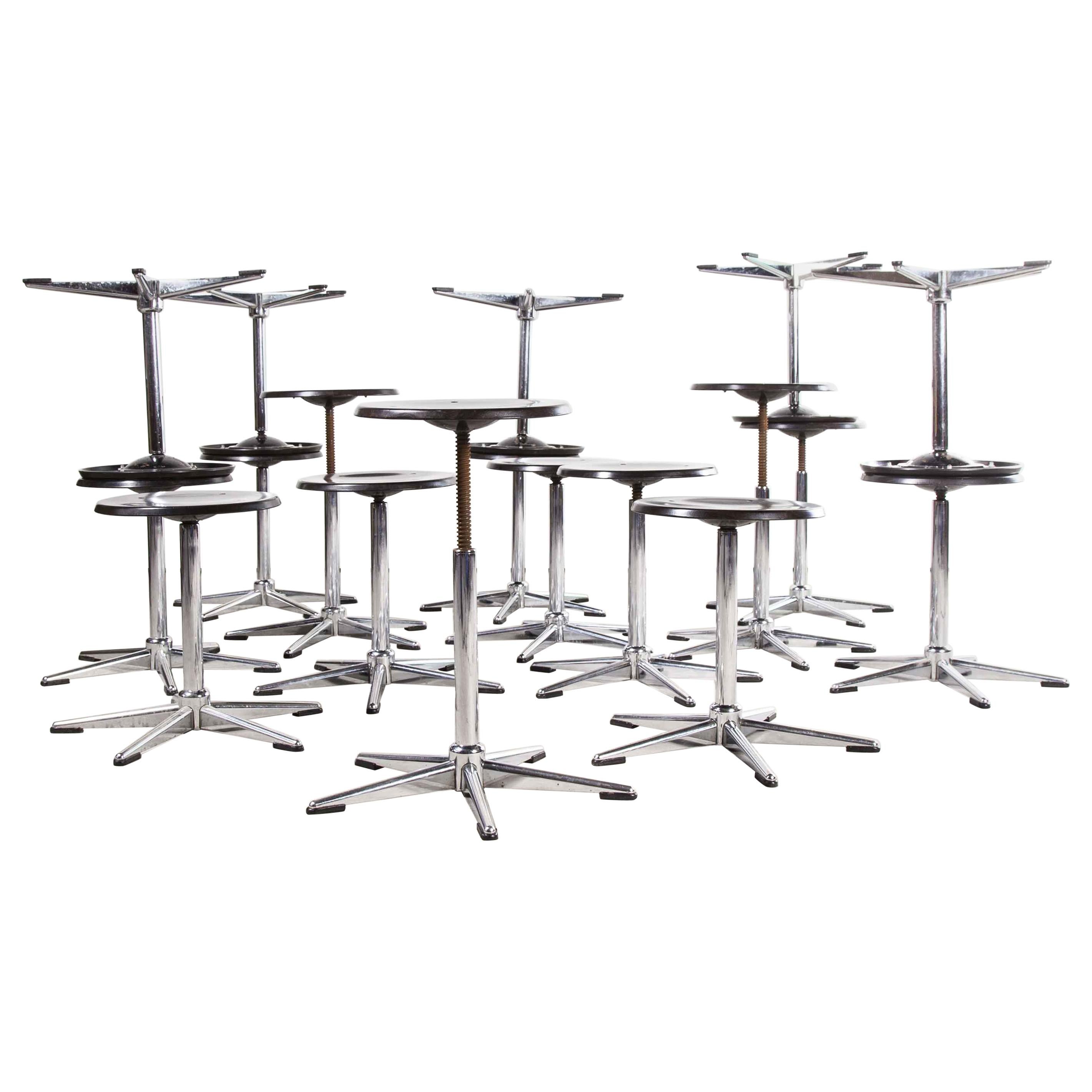 1970’s Chrome and Dark Walnut Stools by Pagholz, Various Quantities Available
