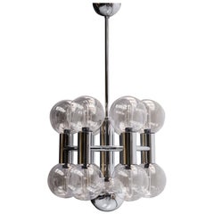 1970s Chrome and Glass Ceiling Light by Motoko Ishii for Staff, Germany