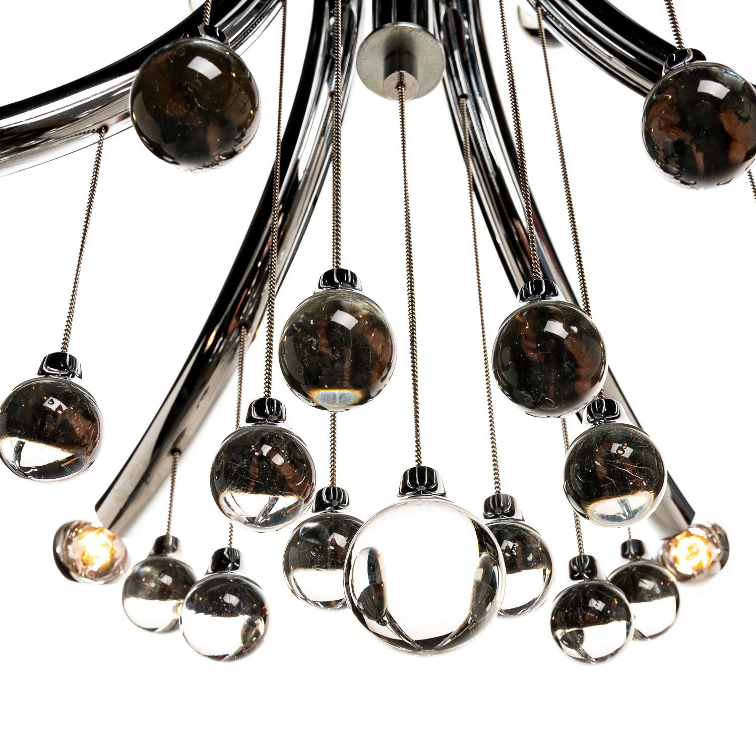 1970s Chrome and Glass Chandelier by Sciolari  For Sale 6