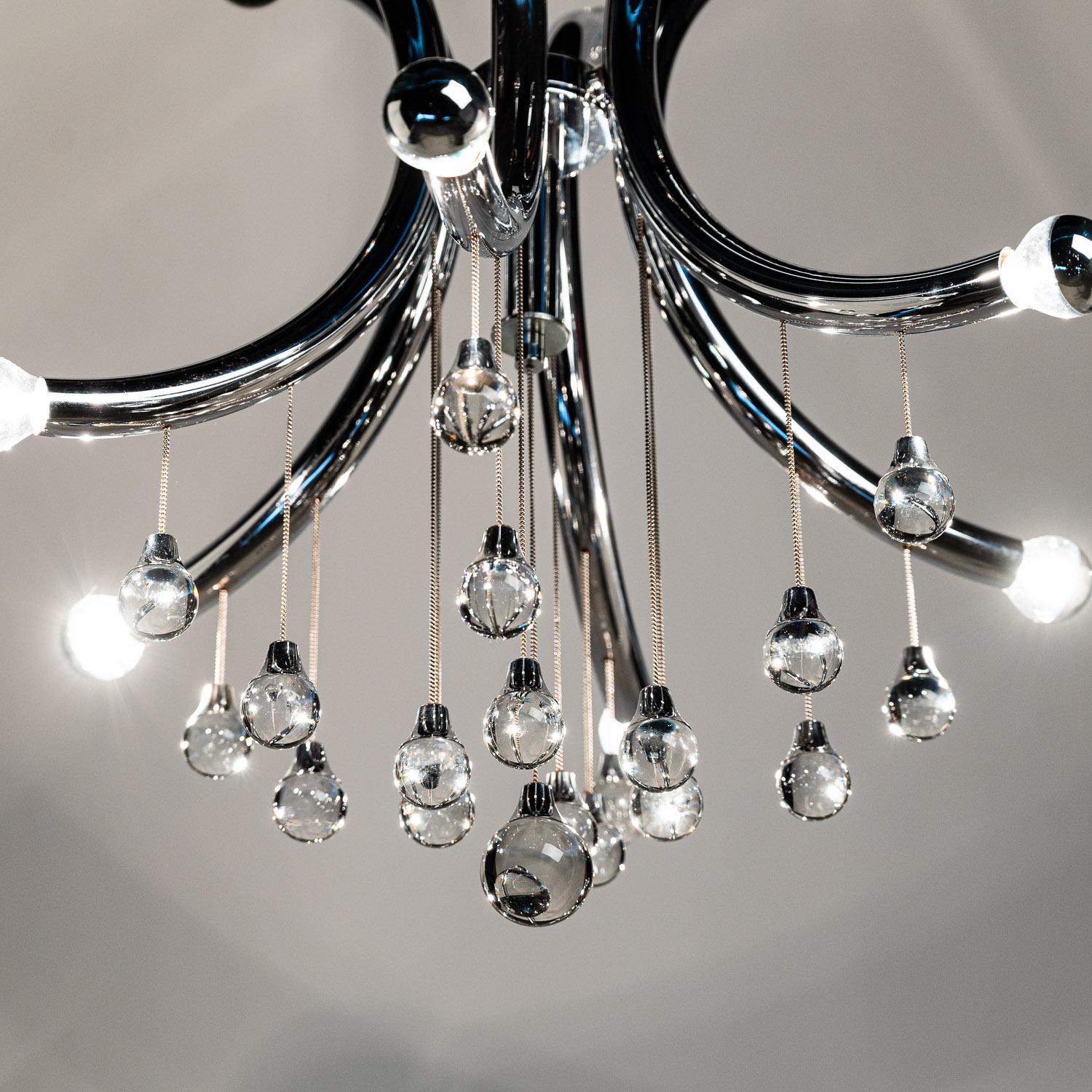 1970s Chrome and Glass Chandelier by Sciolari  For Sale 10