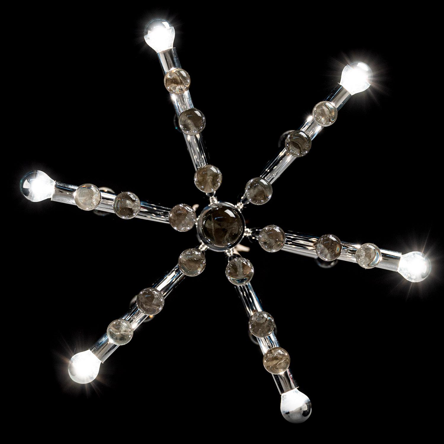 1970s Chrome and Glass Chandelier by Sciolari  For Sale 11