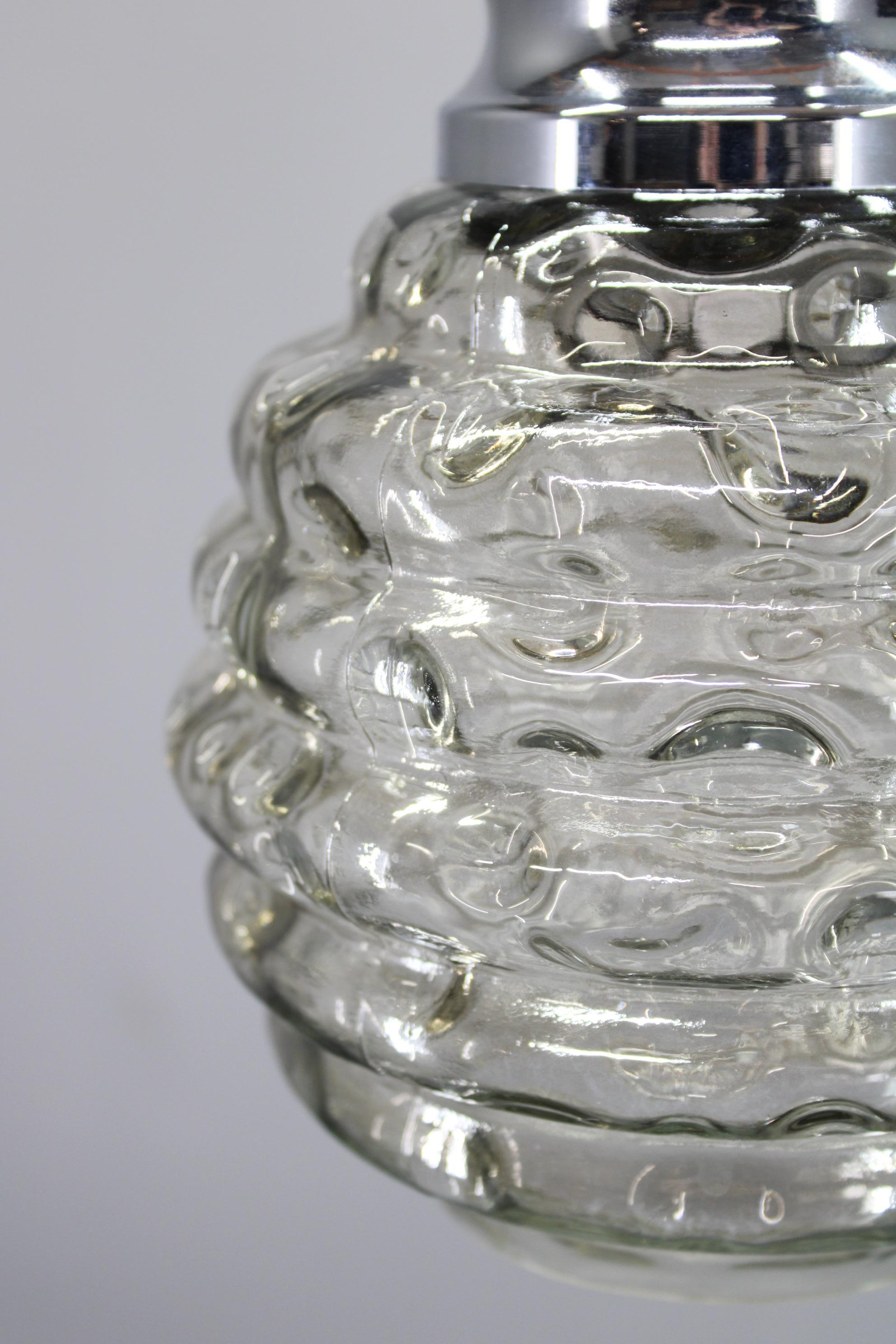 20th Century 1970s Chrome and Glass Chandelier, Italy For Sale