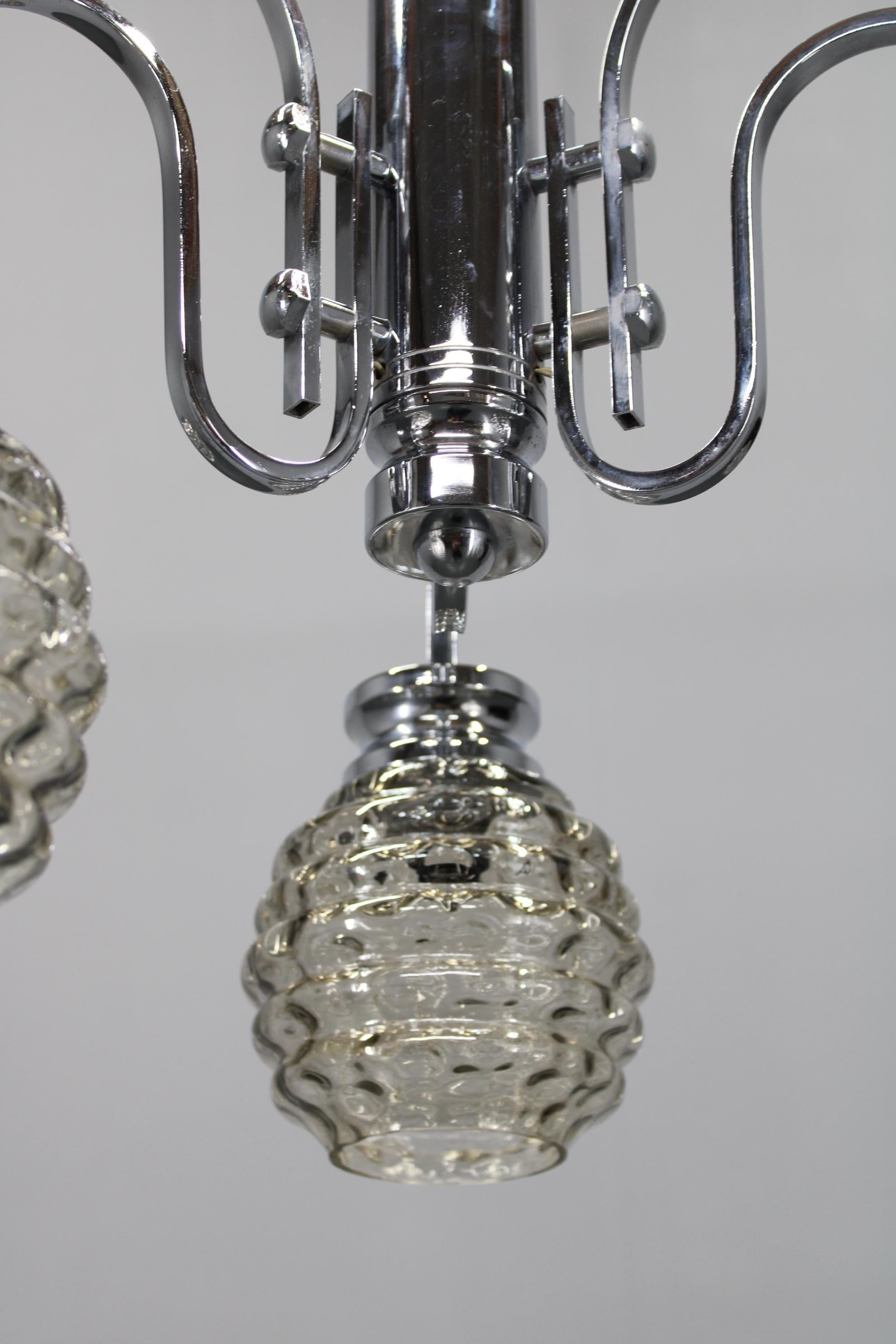 1970s Chrome and Glass Chandelier, Italy For Sale 1