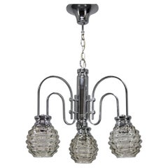 1970s Chrome and Glass Chandelier, Italy