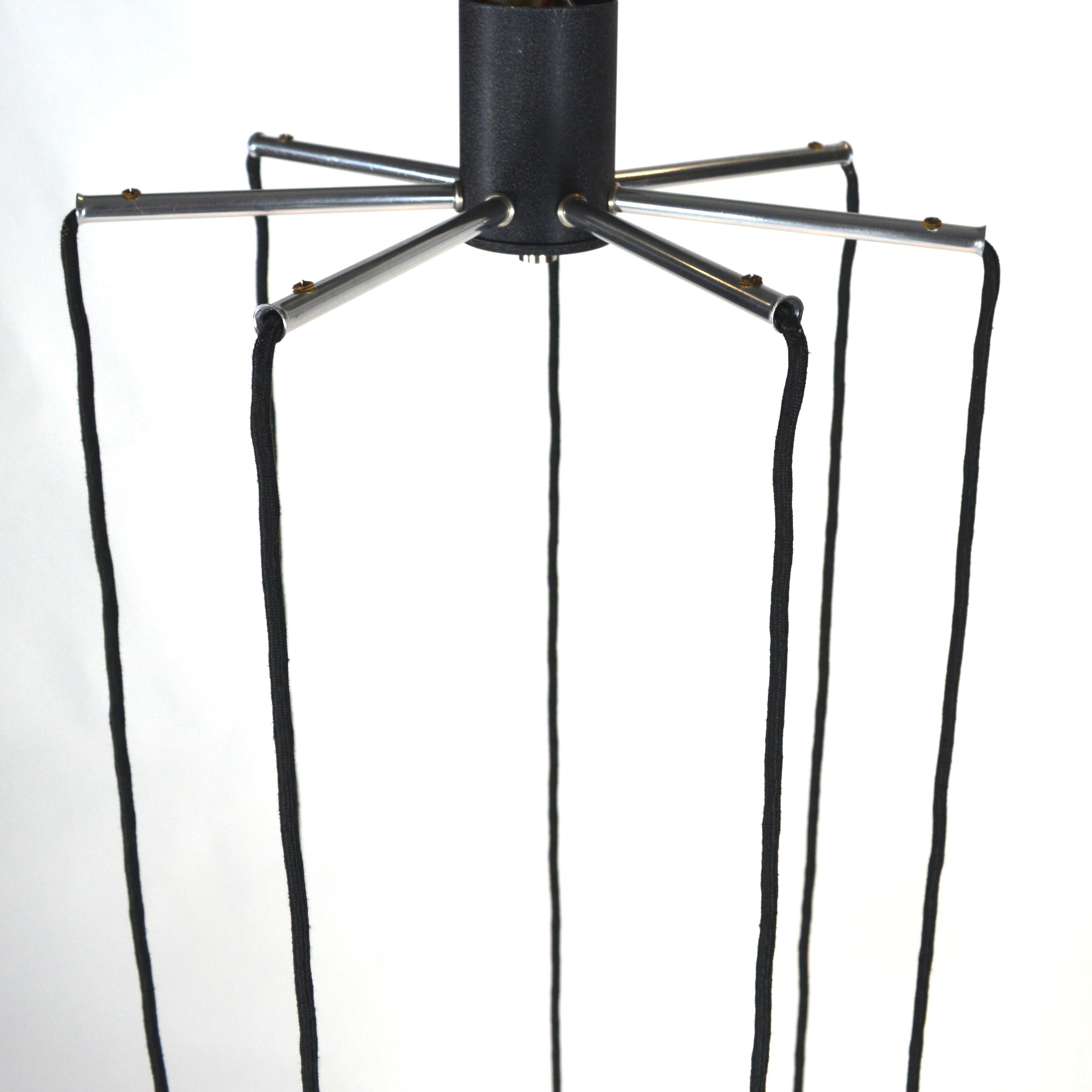 Lampadario in vetro e cromo degli anni '70, Paesi Bassi In condizioni buone in vendita a Pijnacker, Zuid-Holland