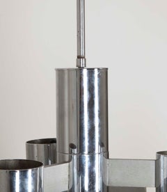 1970s Chrome and Glass Multi-Light Chandelier by Sciolari