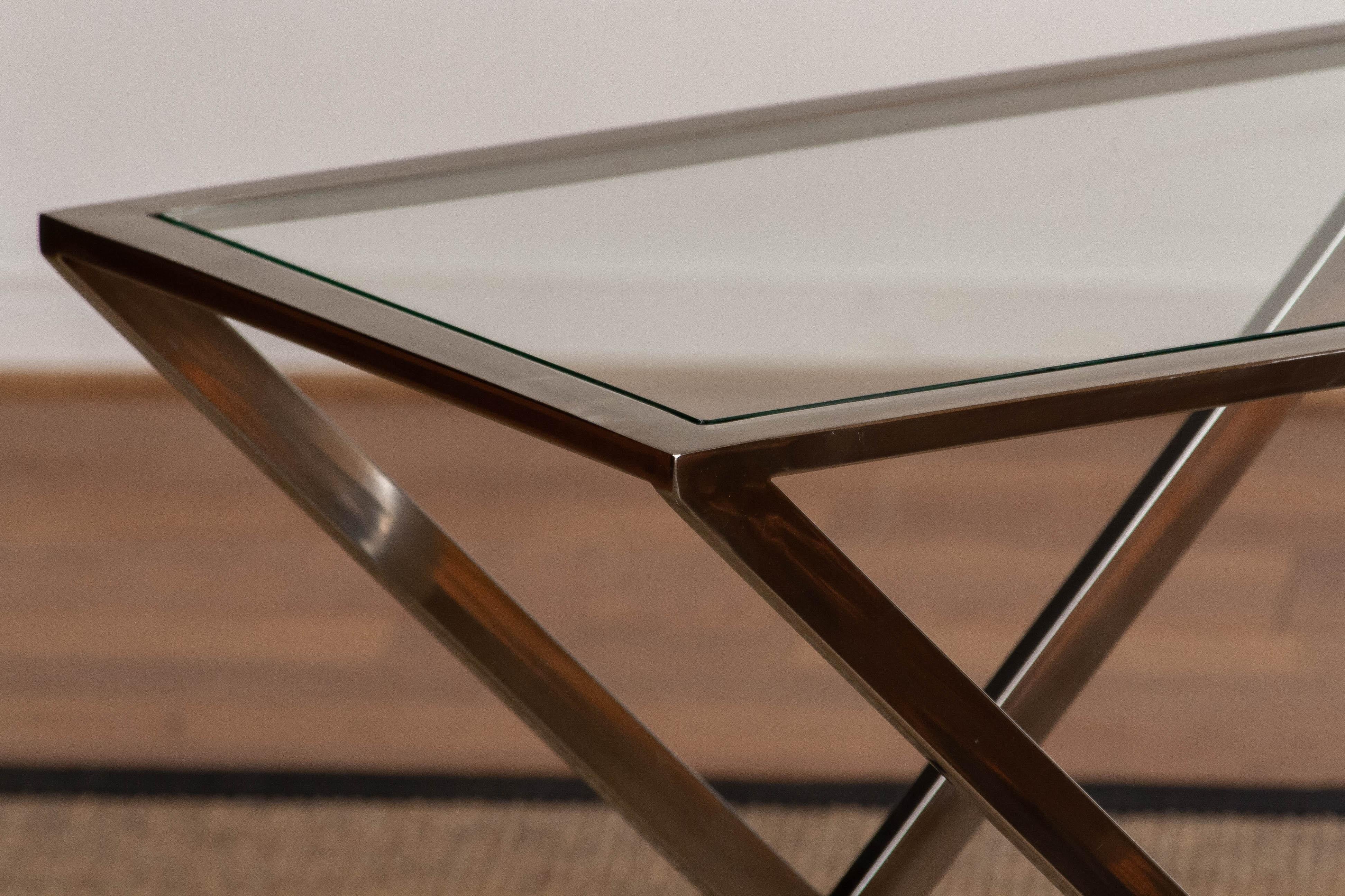 1970er Chrom und Glas Beistelltisch im Angebot 1
