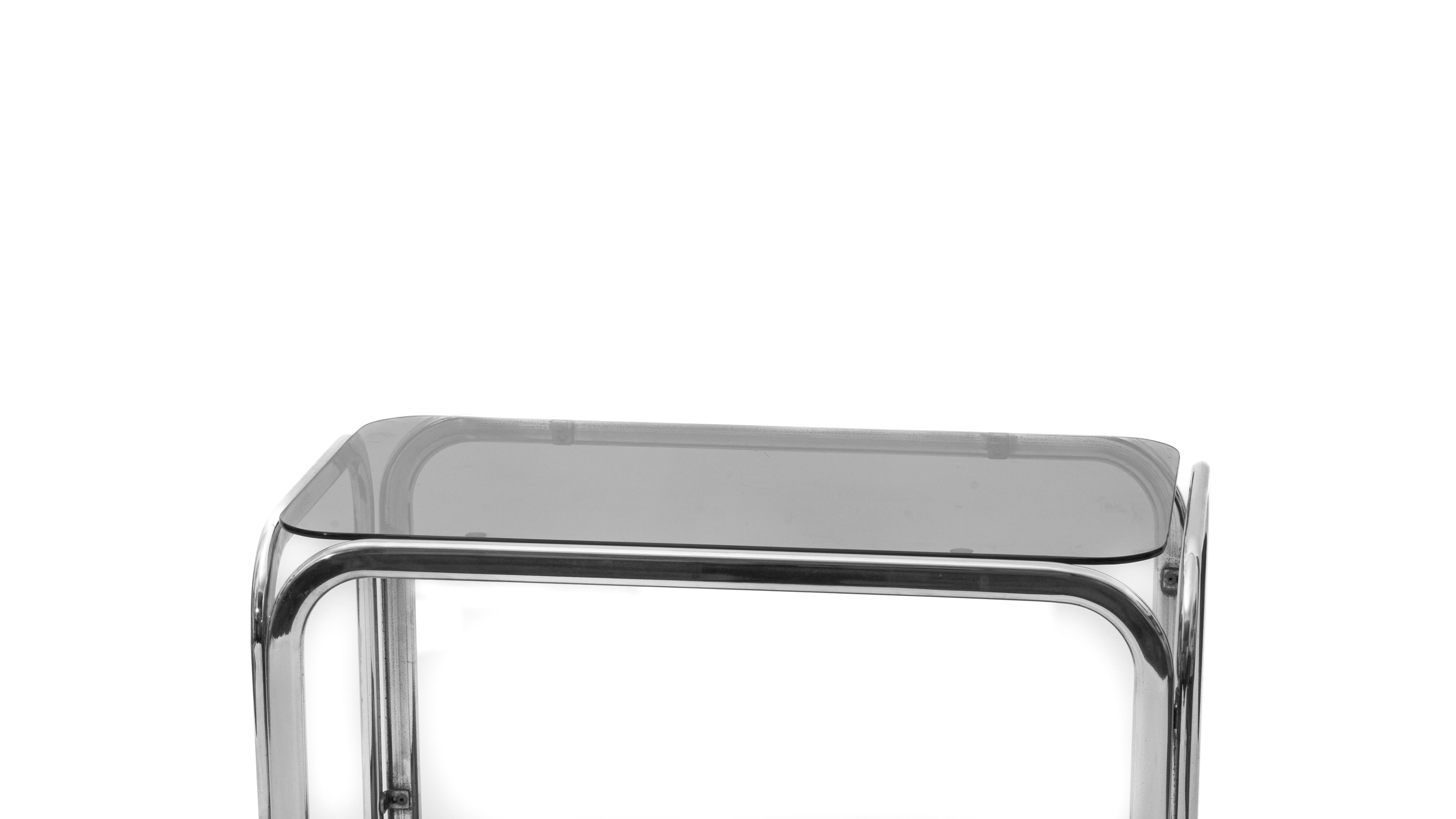 Space Age 1970s chrome and glass trolley