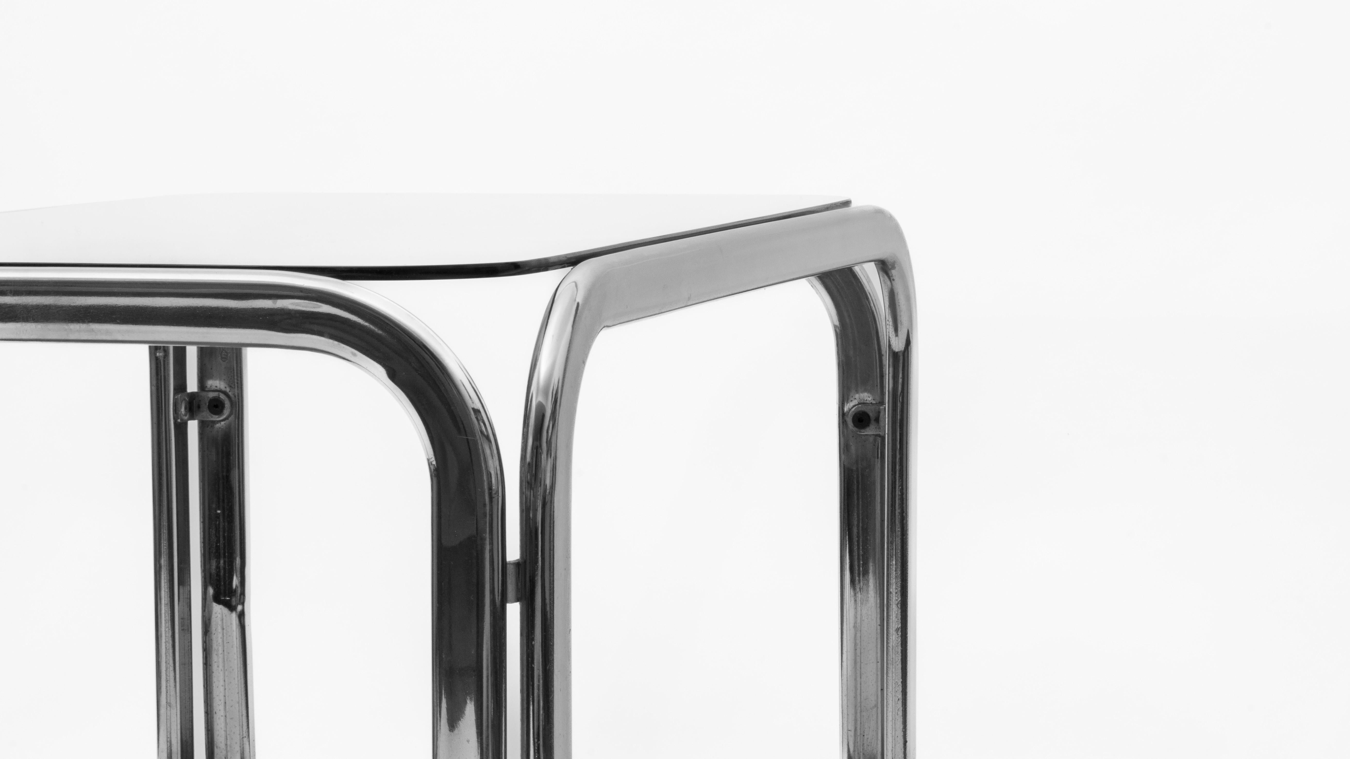 Glass 1970s chrome and glass trolley
